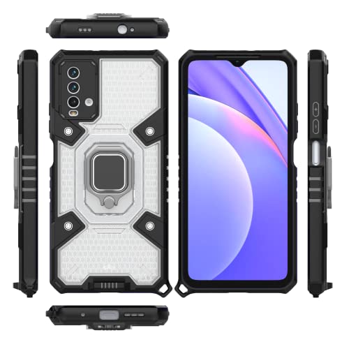 Image of zivite Thermoplastic Polyurethane Tough Armor Bumper Back Case Cover For Redmi 9 Power|Ring Holder & Kickstand In-Built|360 Degree Protection Back Case Cover For Redmi 9 Power (Transparent)