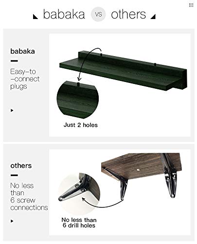 Babaka Floating Shelves 2 Pcs, Rustic Natural Wood Display Wall Shelf For Organize Bedroom, Living Room, Farmhouse, Kitchen, Bathroom. Traditional Wooden Simple Storage Home Decor Wall Mounted #TOP5