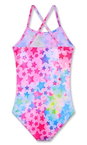 Image of Girls' Sparkle One-Piece Swimsuit 4-12Y Adjustable Crossback Straps Shimmer Bathing Suit for Beach Pool