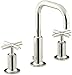 KOHLER K-14406-3-SN Purist Widespread Lavatory Faucet with Low Gooseneck and Low Cross Handles, Vibrant Polished Nickel