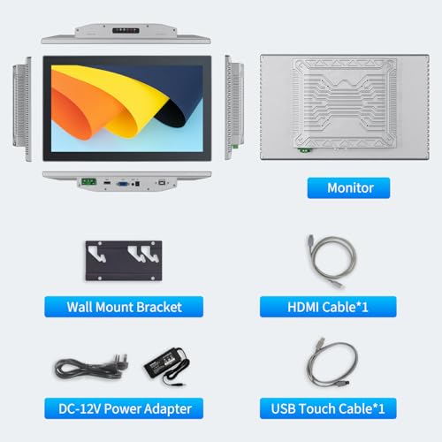 Image of 15.6 inch Touchscreen Monitor,Ratio 16:9 IPS PCAP Industrial Touch Screen Monitor with HD-MI VGA USB Port,Build-in Speakers & VESA,Touch Screen for PC,POS,Laptop,Home,RPI