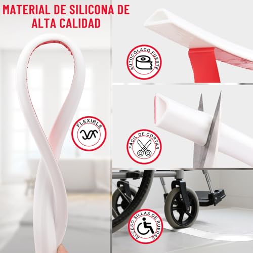 Miniatura 5 de Hzetuu Barrera Agua Ducha Silicona 100cm - Perfil Silicona Ducha Autoadhesiva, Barrera De Agua Plegable, Para Baños Y Encimera Cocina - Accesibilidad Para Sillas De Ruedas