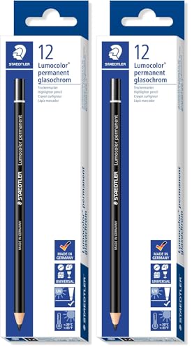 Crayons noirs Staedtler Lumocolor Glasochrom avec pigments intenses x12