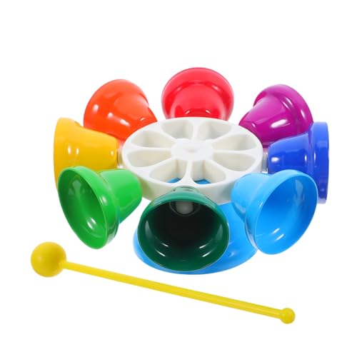 Cloche à main pour école et hôtel, instrument à 8 tons coloré