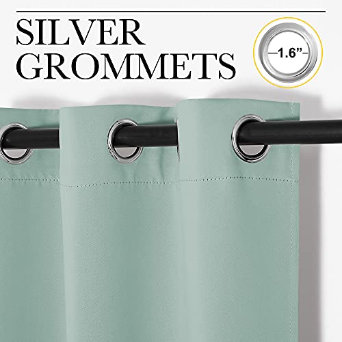 Image of NICETOWN Small Window Curtains for Bedroom, Seafoam Green Window Treatment Thermal Insulated Solid Grommet Room Darkening Drapes for Kitchen Home Office (Set of 2, W42'' by L63'' Each Panel)