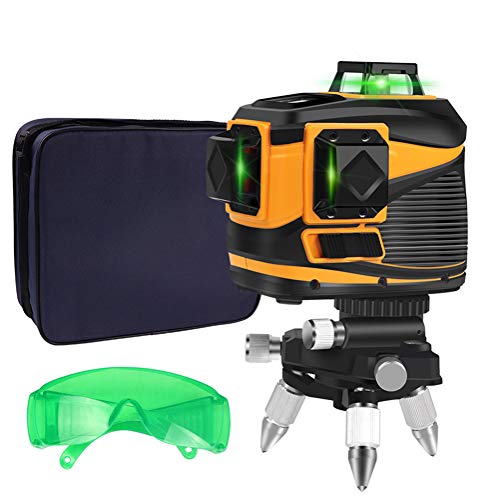 Laser Level, 3D Green Beam Cross Laser Mit 12 Linien Selbstnivellierend, 2 X360 ° Vertikaler Und 1 X360 ° Horizontaler Laser, Rotierende Magnetische