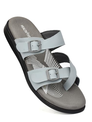 Image of HEALTH FIT EXTRA SOFT Women's Comfortable Memory Foam Doctor Slippers /Flip-Flops|Fashionable Casual & Stylish|Lightweight & Breathable|Outdoor Synthetic Casual Chappals Sandals Ladies & Girls HF30