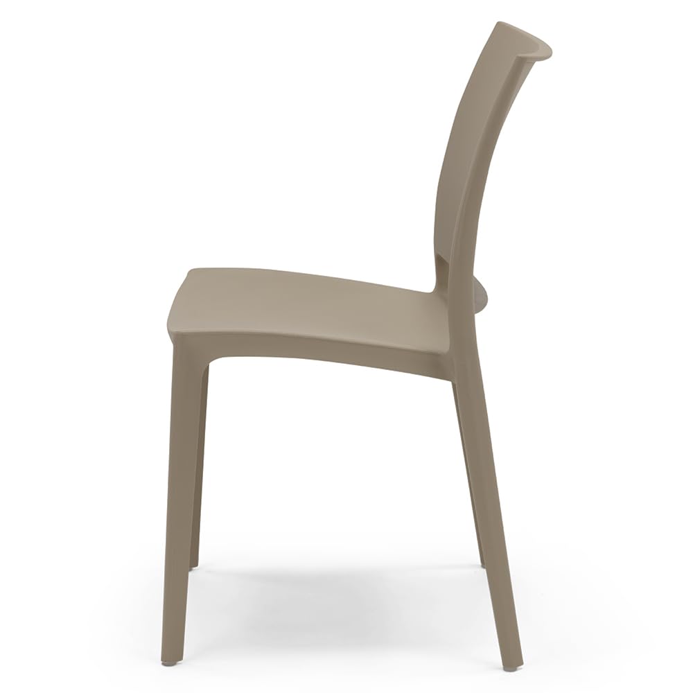 REDÒKASA Set 4 sedie in polipropilene MOON impilabile resistente ai raggi UV design moderno ideale per sala da pranzo, cucina, giardino, bar (Tortora, 4)