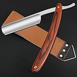 Straight Razor with Strope - Professional Straight Edge Barber Razor Premium Stainless Steel Shaver Razor with Shaving Strop for Men Home & Salon Grooming Using (NO.147)