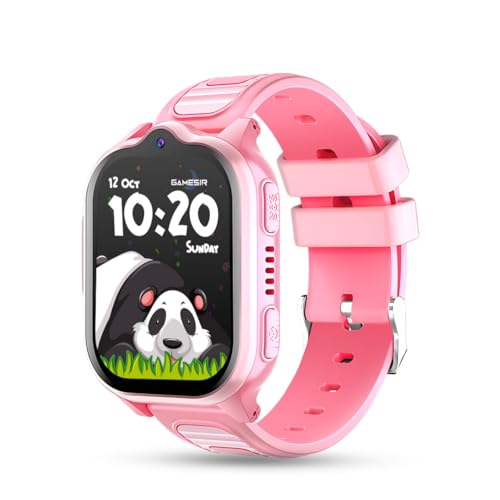 Image of GameSir TrackNova 4G /5G Kids Smartwatch | Live GPS Tracking | App Control | HD Video Call | Games | Family Chat | SOS Safety Alert | IP67 | Camera | FaceLock | 800mAh Long Battery Life - (Pink)
