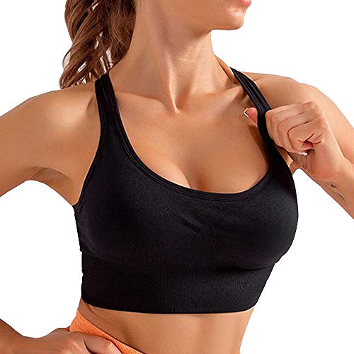 IULONEE Super Comfort Bra Women's Soft Yoga Underwear Wirefree Full Support Cotton Bralettes with Removable Seamless Pads and Adjustable Size for Gym (Black, X-Large)