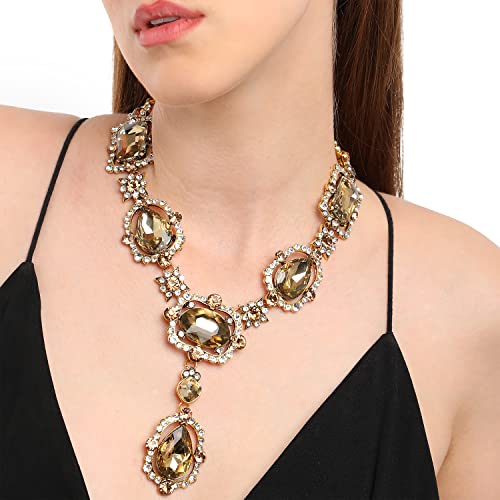 Image of SOHI Contemporary Necklace for Women and Girls, Necklace with Chain detailing for women, Statement jewellery, Fashion Jewellery for women, Imitation, ladies