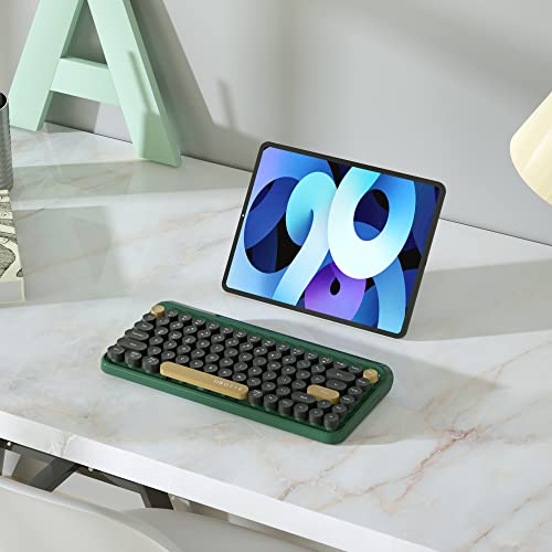 Image of UBOTIE Portable Bluetooth Colorful Computer Keyboards, Wireless Mini Compact Retro Typewriter Flexible 84Keys Design Keyboard (New Dark Green)