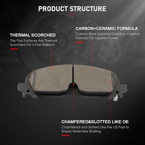 Image of cciyu D2371 Front Ceramic Disc Brake Pads Kit For Buick For Enclave 2021-2024,For Cadillac For LYRIQ,For XT5,For XT6,For Chevy For Blazer,For Colorado,For Traverse,For GMC For Acadia,For Canyon