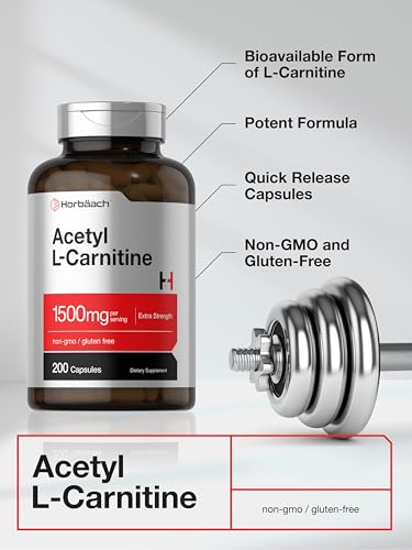 Horbäach Acetyl L-Carnitine 1500mg | 200 Capsules | Extra Strength Supplement | Non-GMO & Gluten Free - Image 4