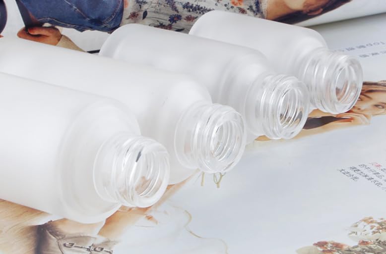 2PCS 100ml/3.3oz Empty Clear Glass Lotion Pump Bottles Travel Frosted Clear Sample Packing Makeup Cosmetic Container Storage Dispenser Jar for Essential Oils Lotions Cream DIY Skin Care - Image 8