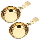 Yelvera 2 cuencos de acero inoxidable para salsa coreana con palillos colgantes, platos de condimento, cuencos de inmersión para barbacoas y eventos familiares (dorado)