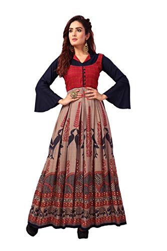 Anarkali Kurti_646 tunique en rayonne avec imprimés graphiques durables
