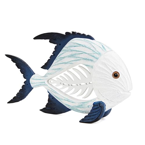 Leekung Coastal Fish Figurines for Home Decor,Resin Fish Statue for Beach Decoration,Sea Beach Coastal Decorations Themed,Table Desk Shelf Decor Statue for Bathroom Bedroom Office,Modern Decor Gifts