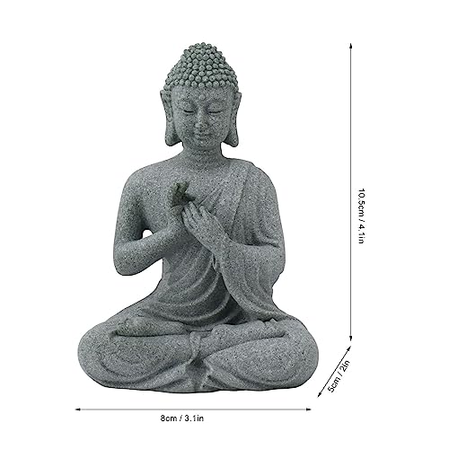 Hztyyier Buddha Statue Entrance Decoration Garden Green Home Ornament Landscape Living Room Figurine Zen Room Sculpture Fish Tank Decorative Sandstone Backyard (7135K-01) - Image 2