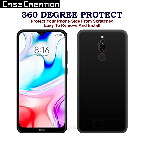 Image of Case Creation for Redmi 8 2020 Back case, Xiaomi Redmi 8 Slim Flexible Smart Look case with 360 Camera All Angle Protection (Pure Black)