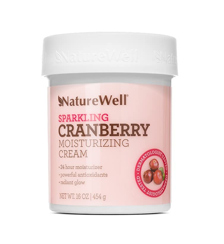 NATURE WELL Sparkling Cranberry Moisturizing Cream for Face and Body, Filled with Powerful Antioxidants, Adds a Radiant Glow, 16 Oz