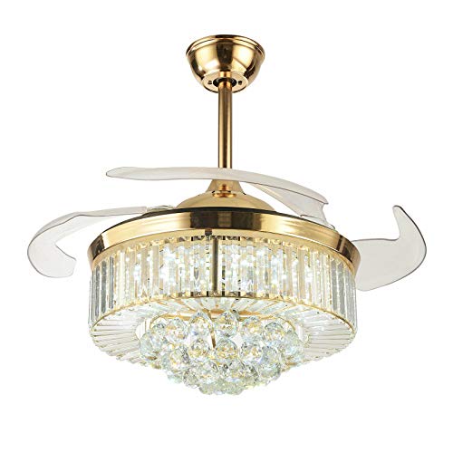 Lampadario Con Ventilatore Retrattile YASTA - Luce LED Dimmerabile 60W, 3 Temperature, Telecomando