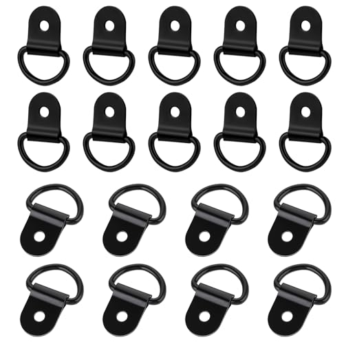 18 Pcs D Rings Tie Down Anchors, D-Rings Tie Downs Black D Rings Anchor Lashing Rings Tie Down Hooks Tie Down Rings for Trailers Truck Control Surface Mount (Black)