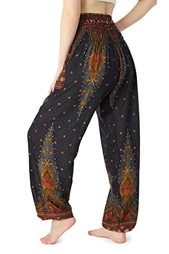 Lannaclothesdesign Women's Smocked Waist Boho Flowy Yoga Harem Pants Hippie Clothes #TOP1