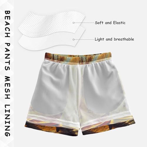 Lake Sunrise Fire Boys Swim Trunks Quick Dry Toddler Swimsuit Boy Board Shorts Bathing Suits Swimwear 2T Multi4