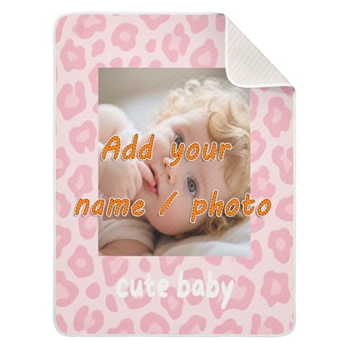 Custom Pink Leopard Baby Photo seat Blankets Breathable para personalizar Name Name Blankets for Nursery Stroller Crib 30x40in cobija para
