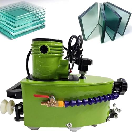 Portable Electric Glass Edging Machine with 8 Diamond Wheels (6mm/8mm/10mm/12mm) & 2 Polishing Wheels, Small Glass Edger for Straight and Round Bevel Edge Grinding and Polishing