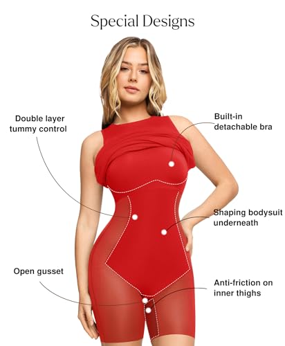 Image of Popilush Built-in Bra Shapewear Maxi Dresses for Women Sleeveless