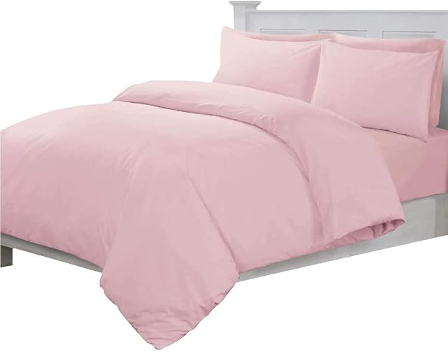 Linens World 200 Thread Count 100% Egyptian Cotton Duvet Quilt Cover Bedding Sets with Pillow cases (Pink, King)
