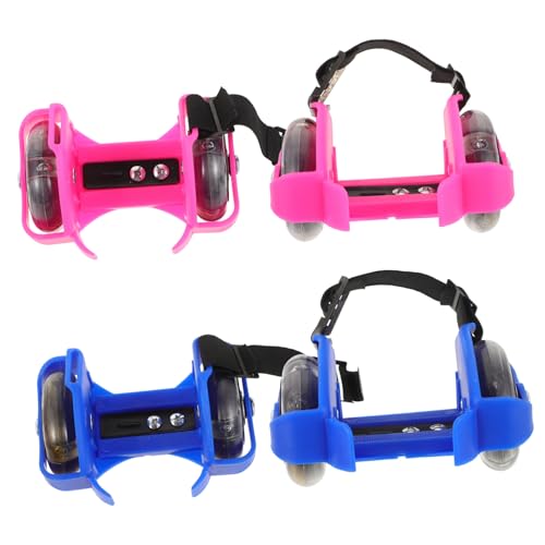 GOOHOCHY Adjustable Skating Shoes 2 Pairs of Roller Skates Glow-in-The-Dark Wheels for Boys and Girls' Outdoor Fun and Exercise