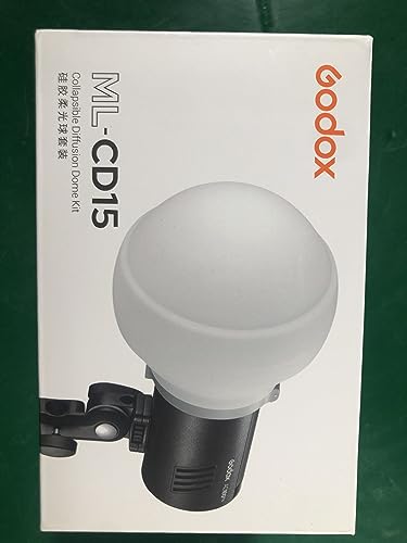 Godox ML-CD15 Dyfuzor kopułowy z 3 adapterami, składany materiał silikonowy, dyfuzor światła błyskowego, kompatybilny z uchwytem Godox LDE Light Godox ML30 ML60 i Flash Godox V1 V860III V850III