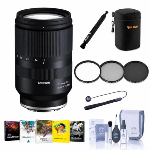 Image of Tamron 17-70mm f /2.8 Di III-A VC RXD Lens for Sony E APS-C 25.5-105mm Equivalent Bundle w /UV CPL ND Filter Kit, Lens case, Cleaning Kit, Software Kit, Cap Tether, Tamron 6 Year Limited Warranty