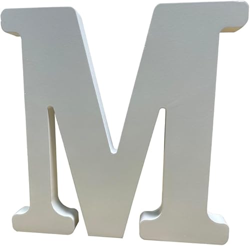 Letras de madera blancas de pie de 8 pulgadas de alto, letras de madera sin terminar de 0.8 pulgadas de grosor, letras decorativas del alfabeto de