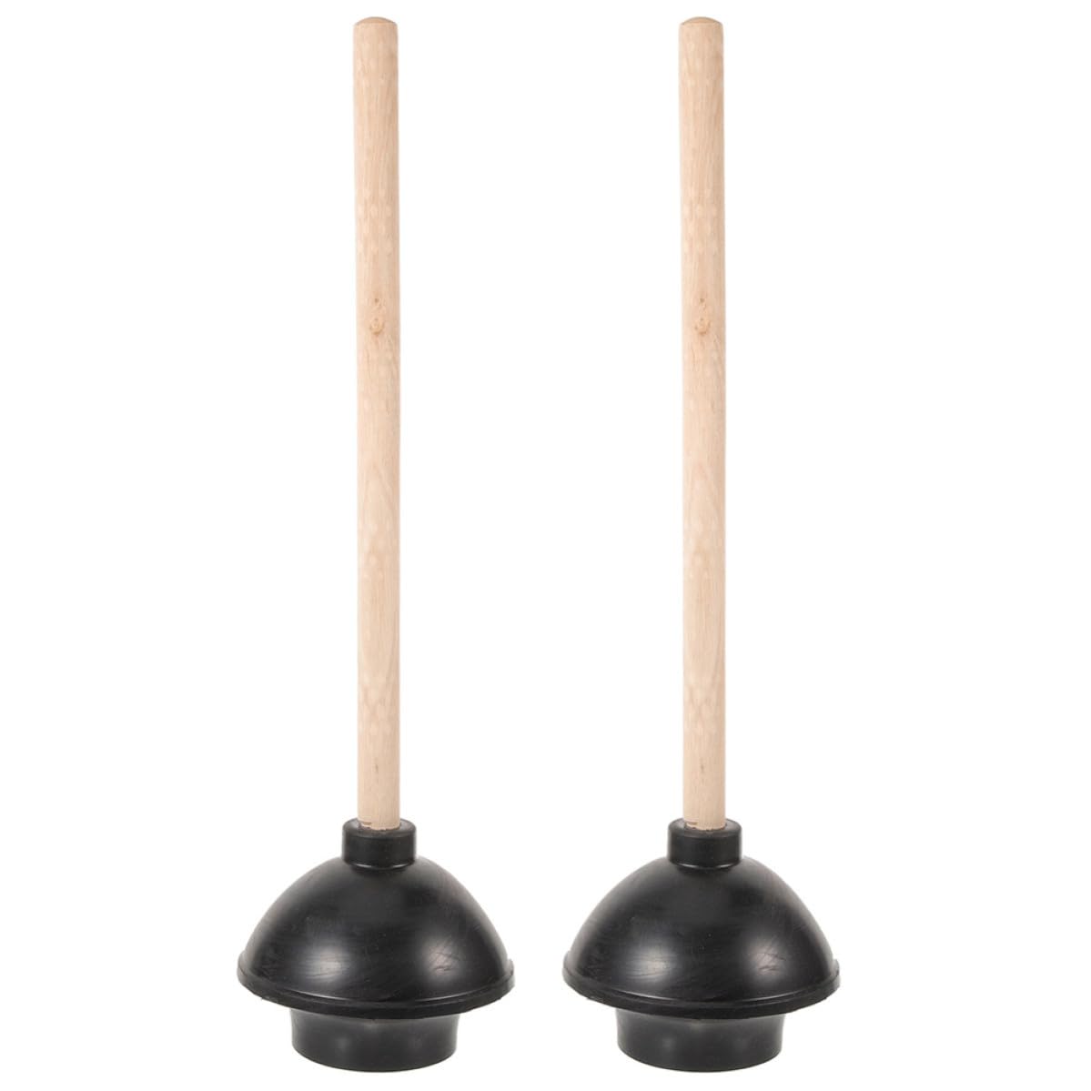 Desatascador de goma con mango de madera resistente pack de 2 unidades para tuberías y lavabos
