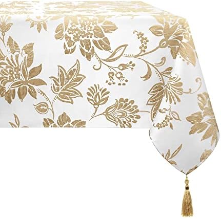 TOPLUXE Damask Tablecloth, Rectangle Table Cloth for Kitchen Restaurant Party, Table Cover Wrinkle Resistant Washable (140x200cm, Red)