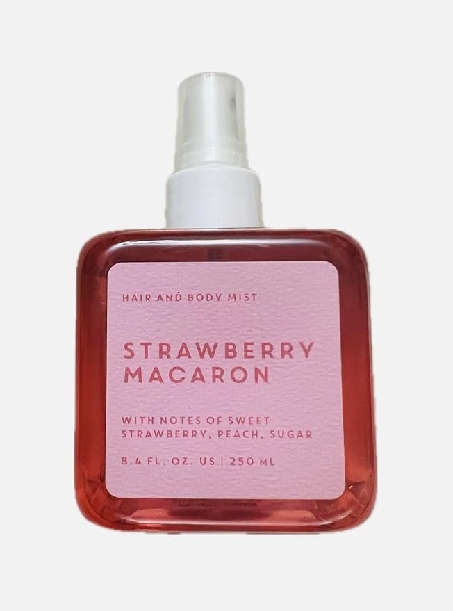 Strawberry Macaron Hair and body mist Tru Fragrance with notes of sweet strawberry, peach, sugar 8.4 fl oz