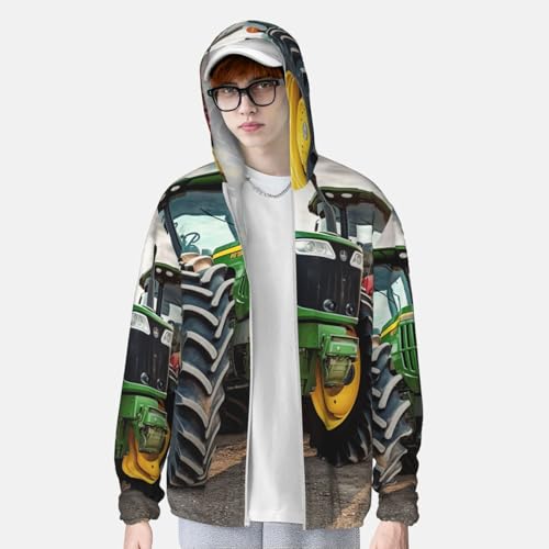 POCUK Pièces de rechange pour machines agricoles protection solaire à capuche fermeture éclair manches longues soie glacée pêche extérieur UV randonnée chemises, Noir , XXL – vue 2