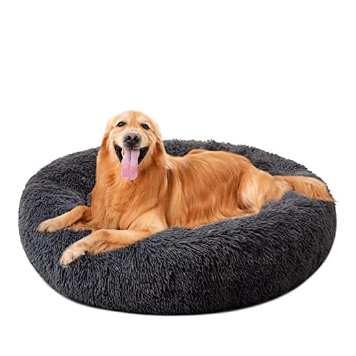 DanceWhale Redonda Cama Perro Gato Cama Cama de Felpa para Mascota Lavable Sofa Suave Cachorro Calentito Cojín(100cm, Gris Oscuro)