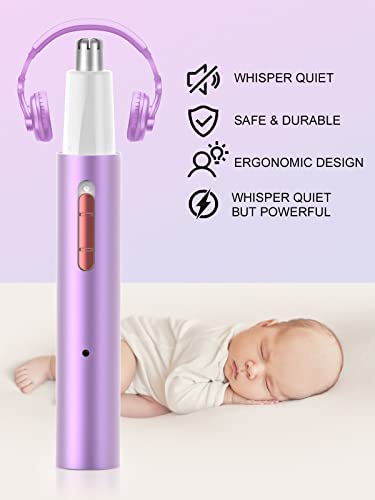 Image of Nose Hair Trimmer For Women,Rechargeable 2 In 1 Ear&Nose Hair Trimmer For Women,2022 Professional Painless Eyebrow&Facial Hair Trimmer With Powerful Motor&Dual-Edge Blades Easy Cleansing