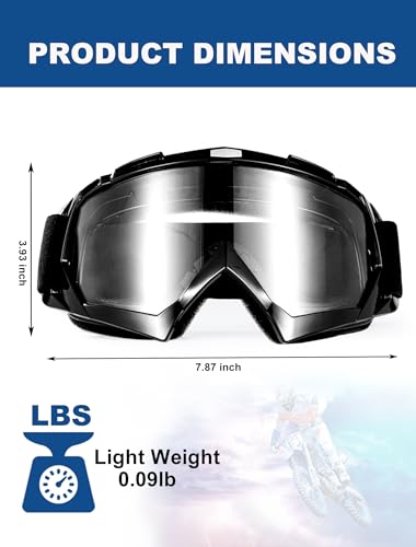 Image of 2Pcs Dirt Bike Goggles Motocross Motorcycle ATV Riding Dustproof Windproof Off Road Racing MX Four Wheeler Goggles