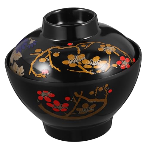 Zynphancer 本格的な味噌汁椀 スプーンセット ? 桜柄蓋付きスープボウル 和風デザイン 多用途食器 (10.00X10.00X10.00CM,写真1)