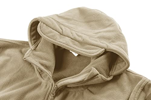 Crysully Men's Tactical Front Zip Fleece Lining Hunting Mountaineering Jackets Windbreaker Coat Beige #TOP1