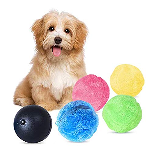 Magic Roller Ball Toy, Dog Cat Pet Toy Automatic Roller Ball Magic Ball (1 Rolling Ball + 4 Color Ball Cover)