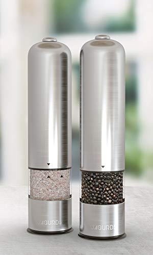 Electric Salt And Pepper Grinder Set - Automatic, Refillable, Battery Operated Stainless Steel Spice Mills With Light - One Handed Push Button Peppercorn Grinders And Sea Salt Mills #TOP7