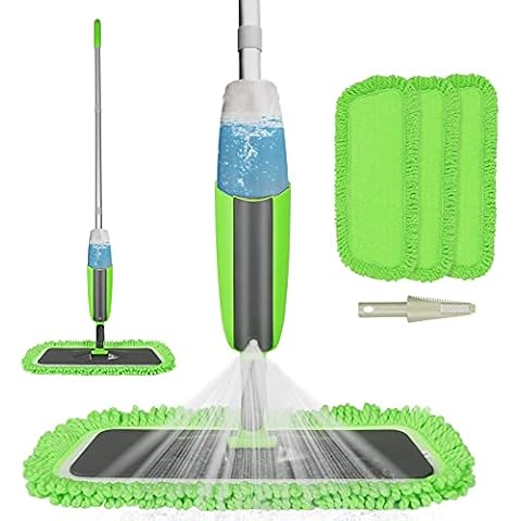 Spray Mop, Tencoz Microfiber Mop Spray Floor Mop with 3 Free Washable Mop Pads and 300Ml Refillable Bottle, 360° Rotation Spin Mop for Hardwood, Marble, Tile, Laminate Cover